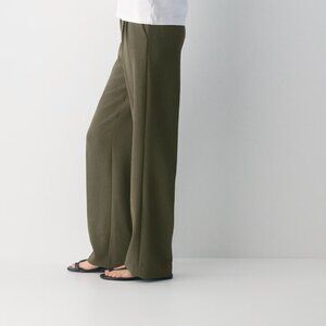 Aritzia Wilfred Effortless Pants Size 10 Olive Wide Leg High Rise